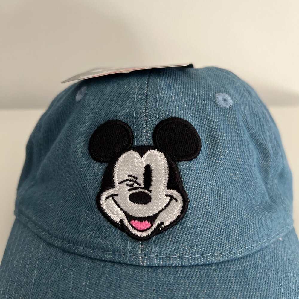 Disney Mickey Mouse Denim Blue Adjustable Cap Hat, One Size - NWT - Picture 6 of 10